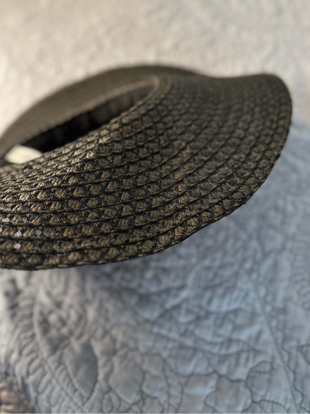 Woven Wide-Brim Sun Hat - Black - Picture 4 of 6